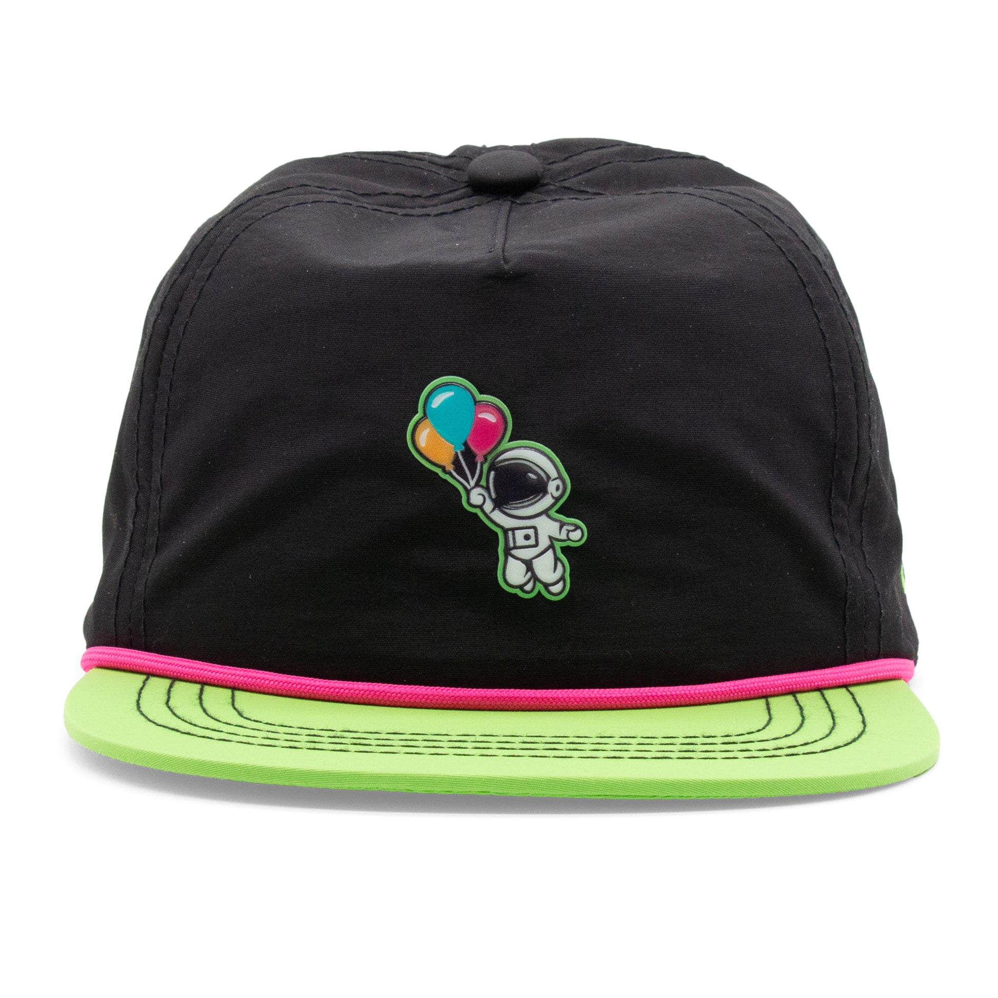 Kids Astronaut Rope Hat neon-green back view