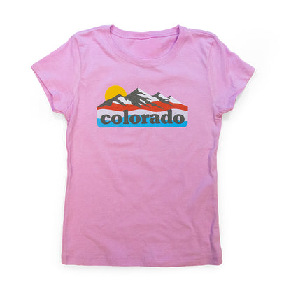 Girls Colorado Mountains Sunrise T-Shirt