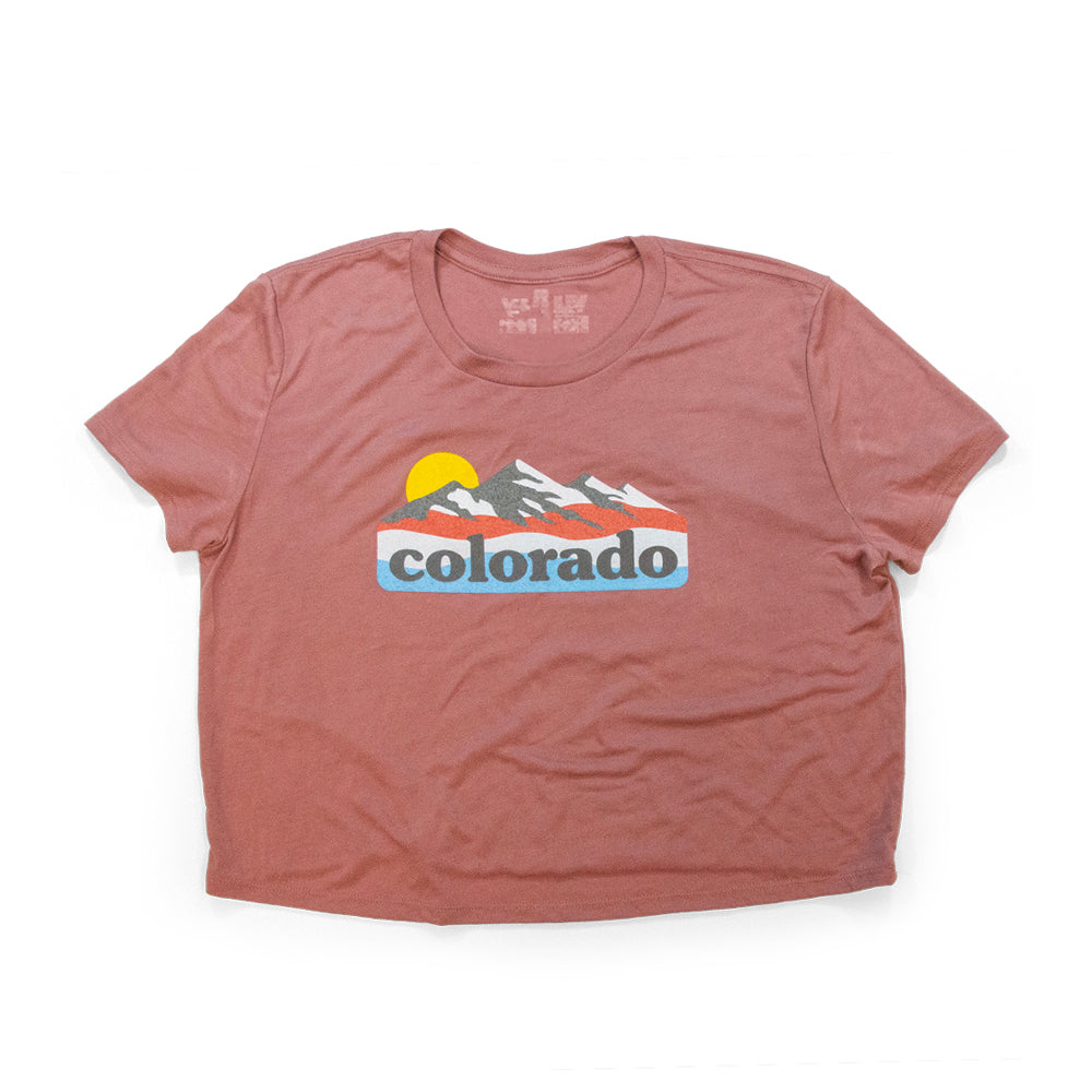 Women's Colorado Mountain Sunrise Crop T-Shirt