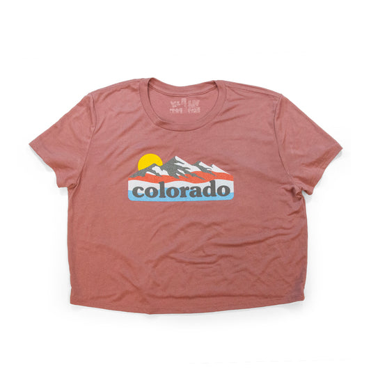 Women's Colorado Mountain Sunrise Crop T-Shirt