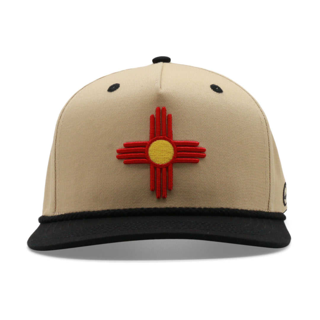 Adult New Mexico Zia Tan/Black Curved Bill Hat