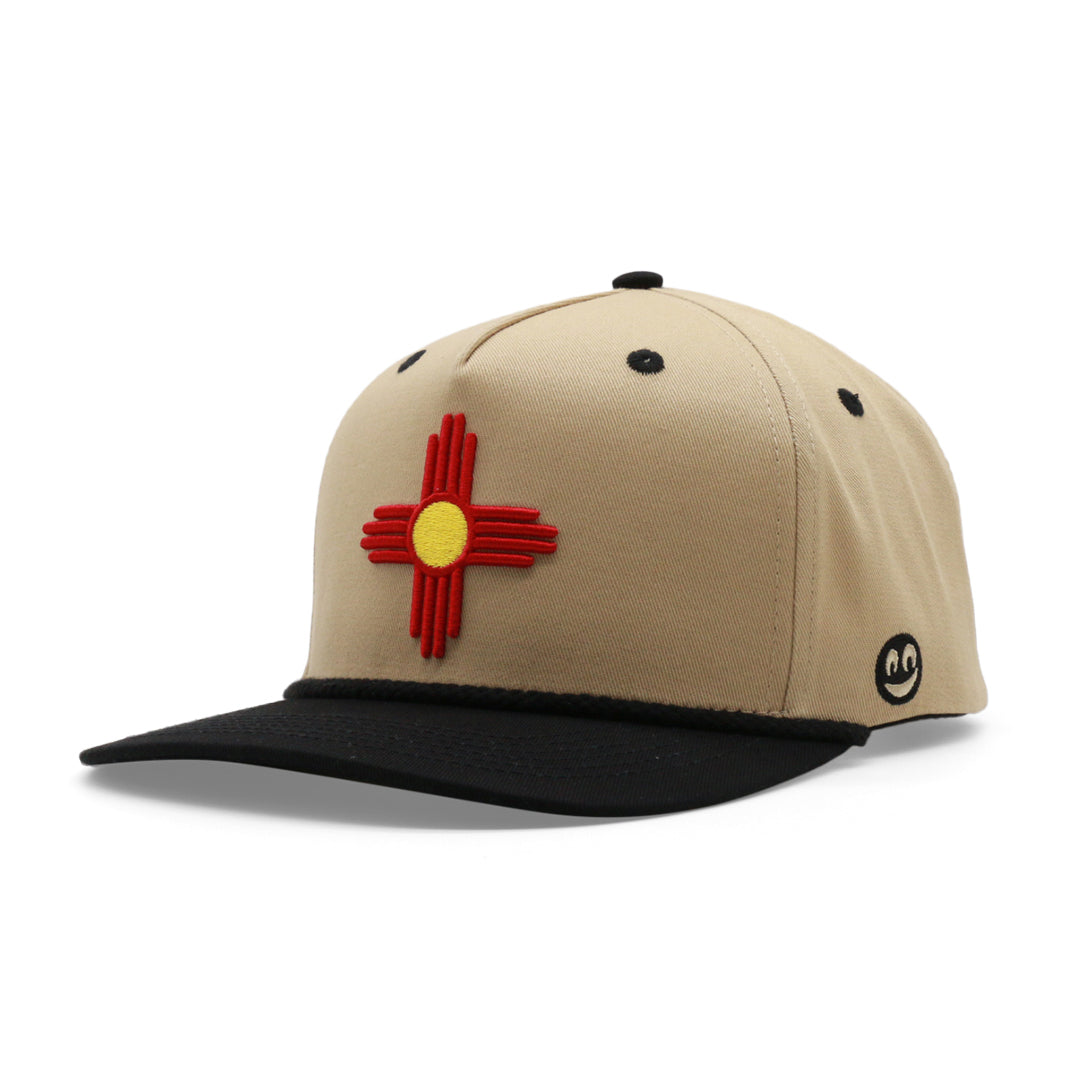 Adult New Mexico Zia Tan/Black Curved Bill Hat